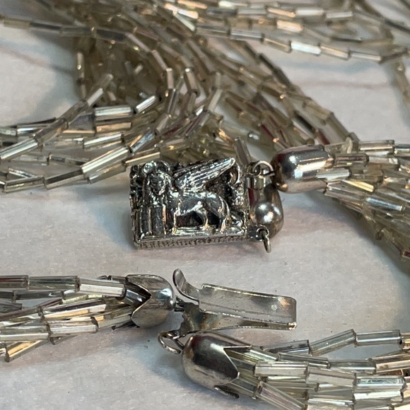 Vintage Italy torsade beaded necklace with Sphinx sterling clasp 30” - Picture 7 of 10